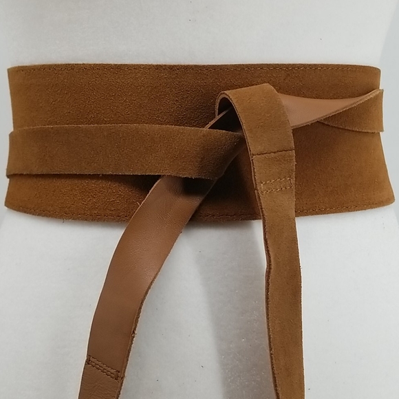 Chico's Tan Leather Suede Reversible Obi Wrap Belt - Picture 3 of 5